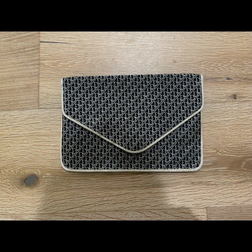 Vintage Christian Dior 1970’s Clutch Evening Blue & Gold